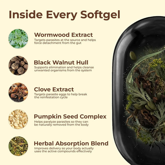 Flush Out Hidden Parasites & Larva in Just 14 Days with Wormwood Black Walnut Cloves